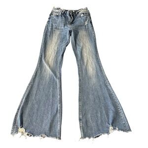Bridge by Gly Jeans Womens 28 Ultra High Rise Super Flare Stretch Distressed
